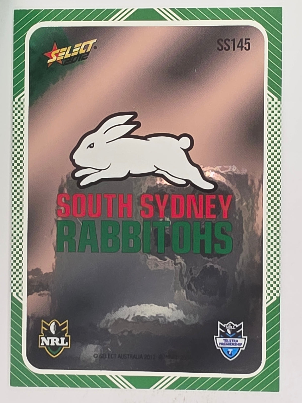 NRL 2012 Champions Peeled Parallel Card #145 South Sydney Rabbitohs Logo