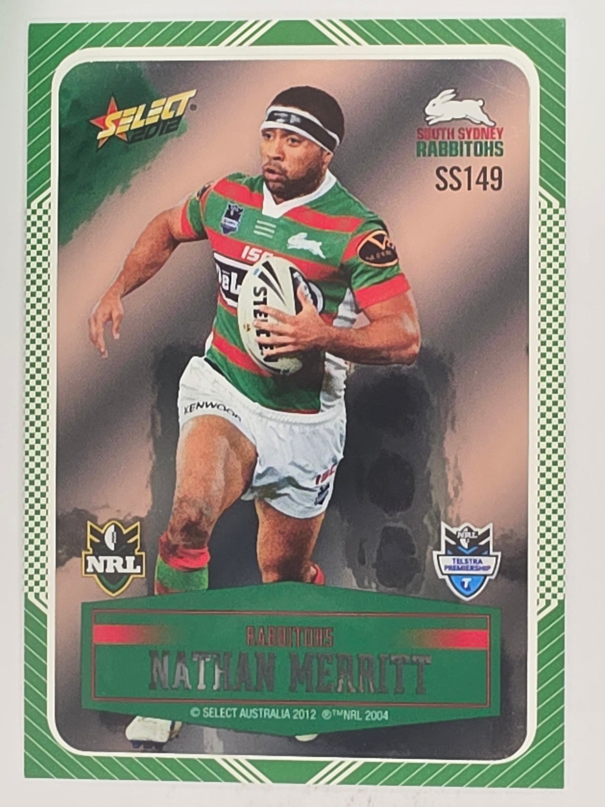 NRL 2012 Champions Peeled Parallel Card #149 Nathan Merritt South Sydney Rabbitohs