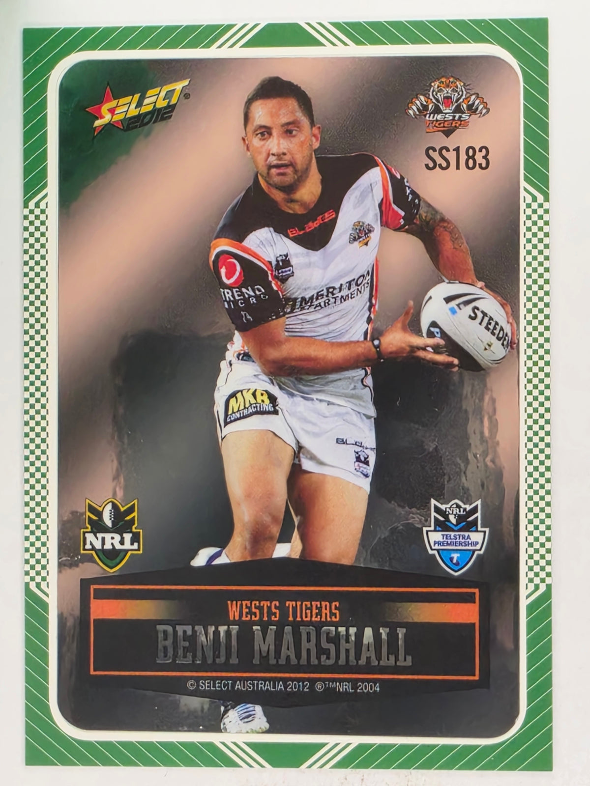 NRL 2012 Champions Peeled Parallel Card #183 Benji Marshall Wests Tigers