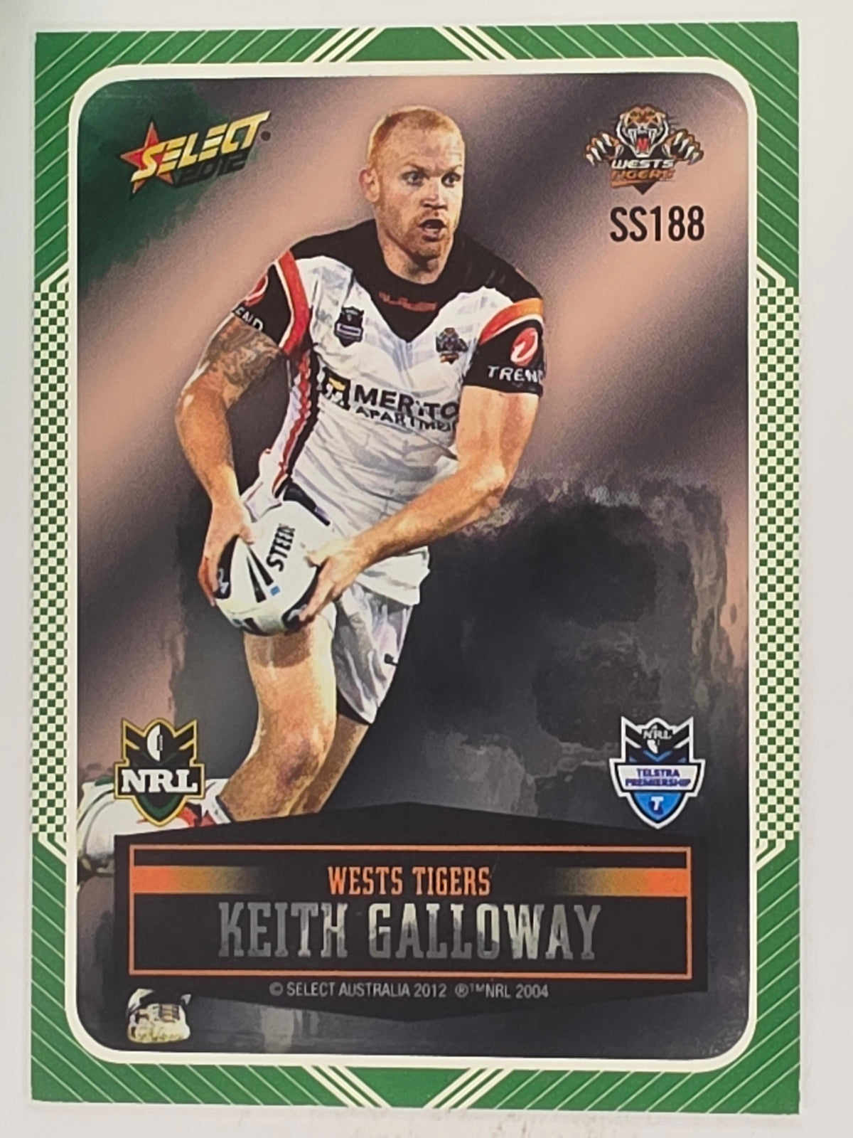 NRL 2012 Champions Peeled Parallel Card #188 Keith Galloway Wests Tigers