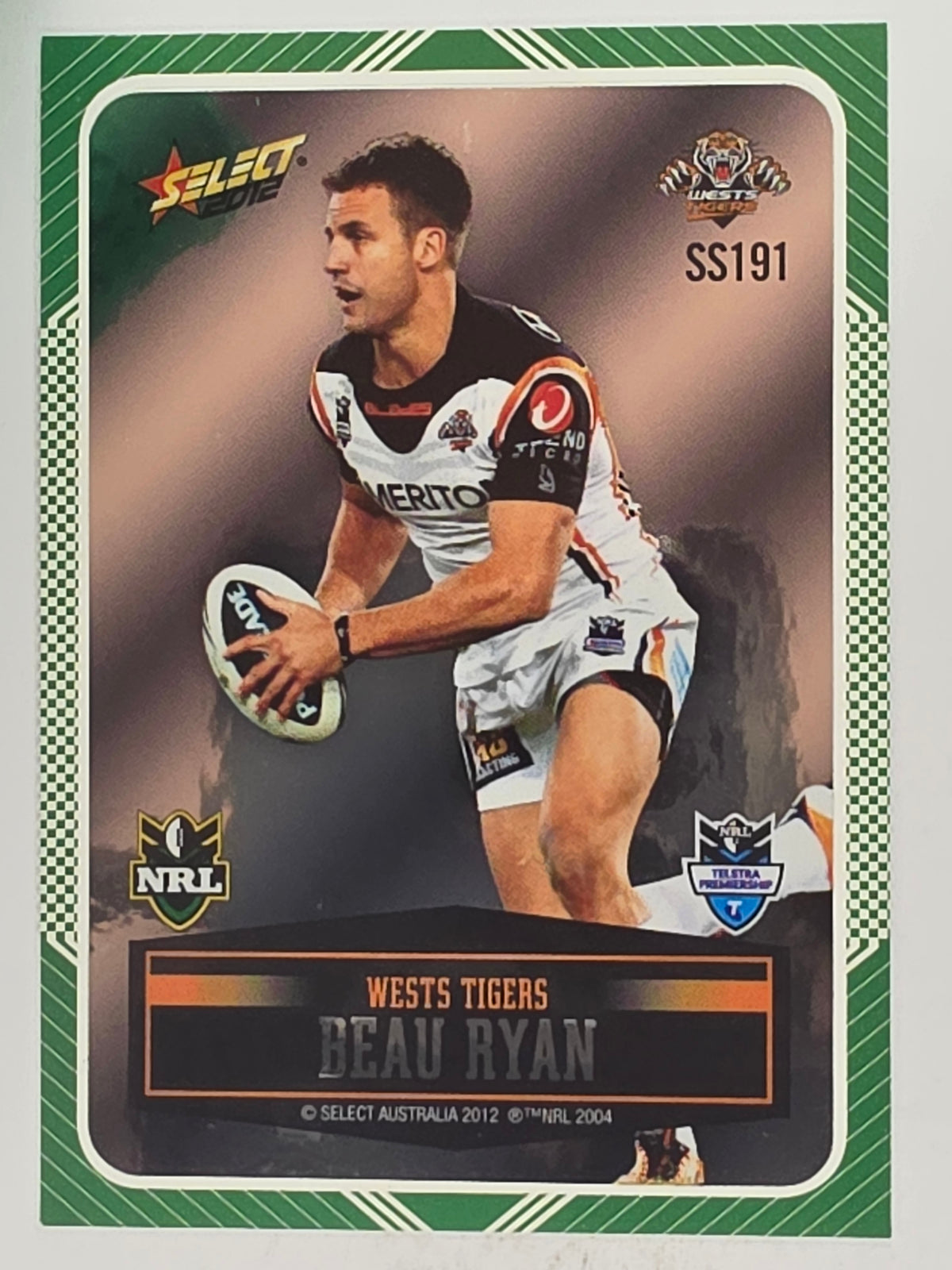 NRL 2012 Champions Peeled Parallel Card #191 Beau Ryan Wests Tigers