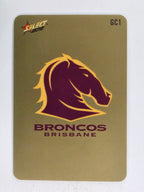 NRL 2012 Champions Gold Parallel Card #1 Brisbane Broncos Logo