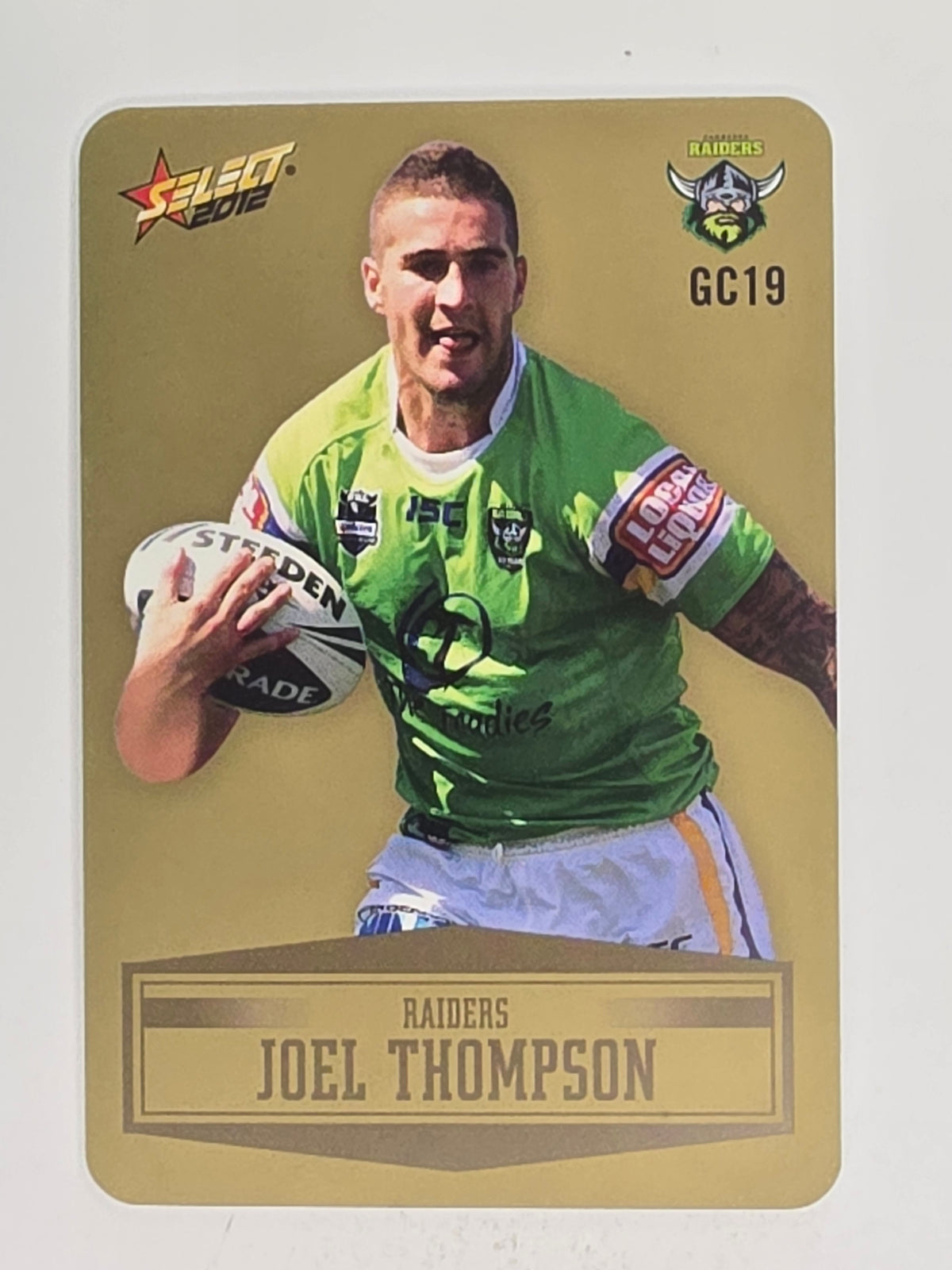 NRL 2012 Champions Gold Parallel Card #19 Joel Thompson Canberra Raiders