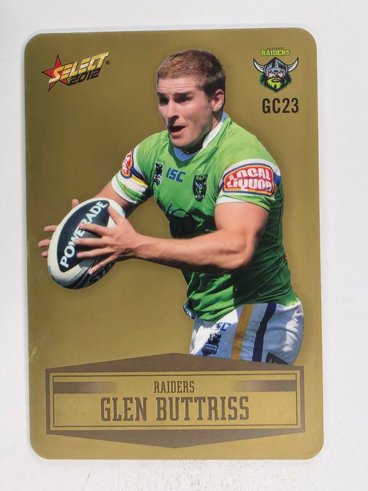NRL 2012 Champions Gold Parallel Card #23 Glen Buttriss Canberra Raiders