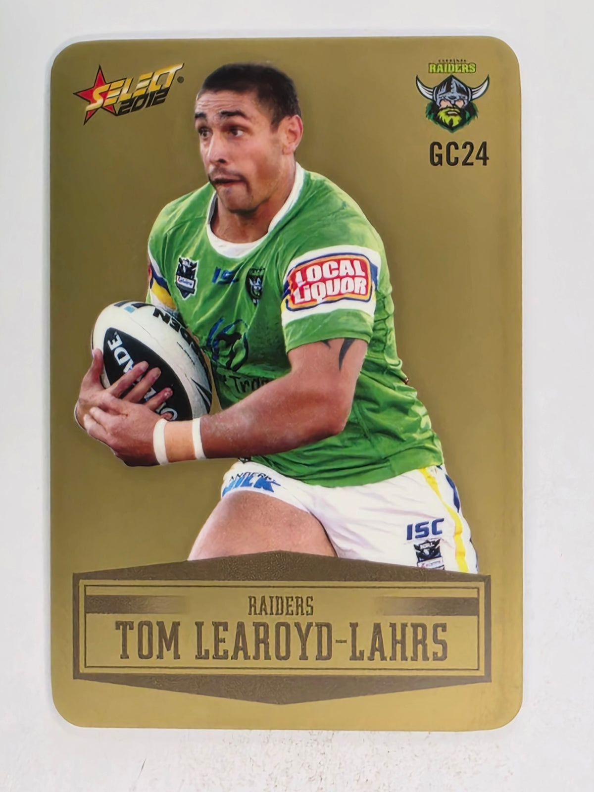 NRL 2012 Champions Gold Parallel Card #24 Tom Learoyd-Lahrs Canberra Raiders