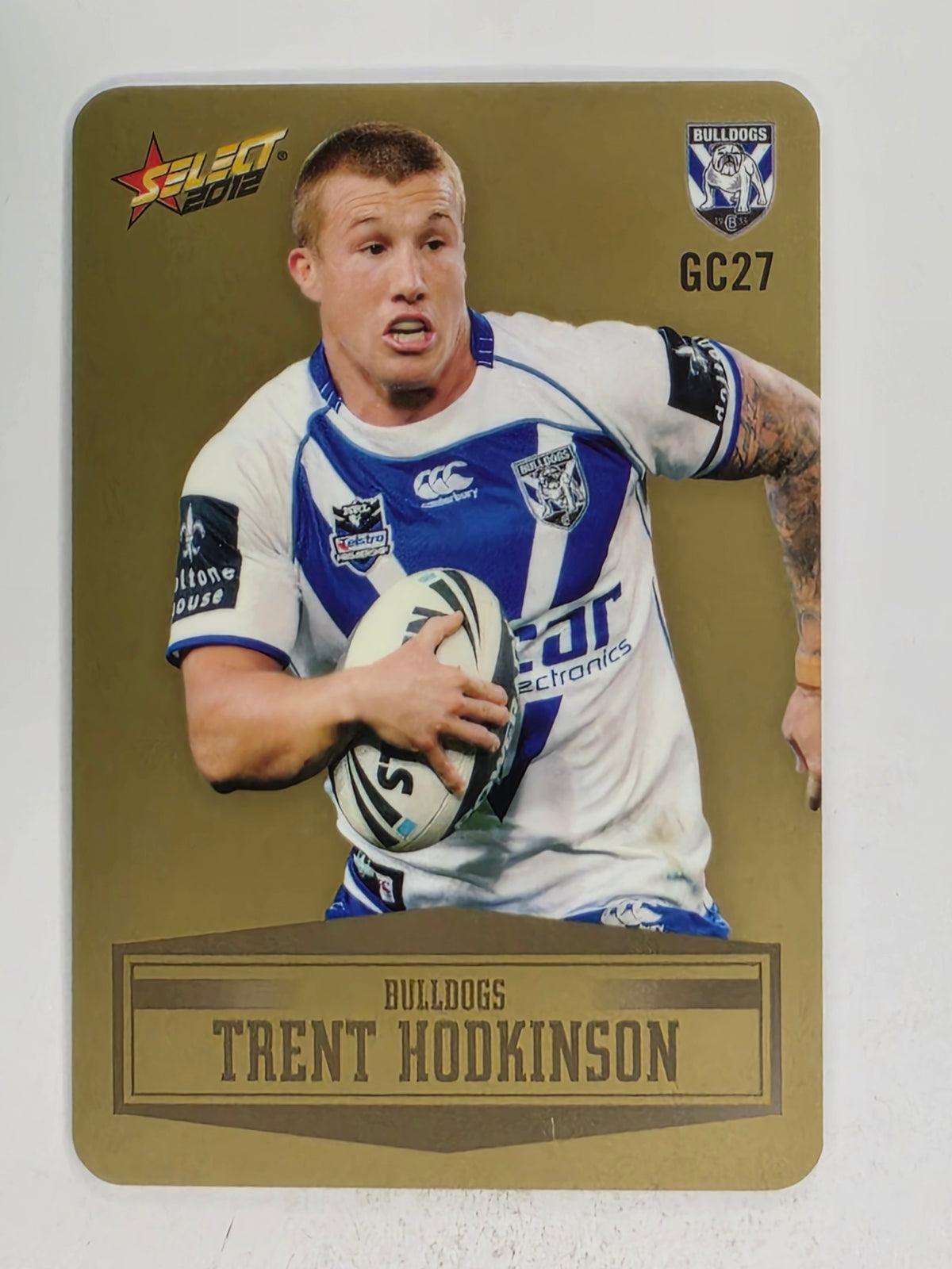 NRL 2012 Champions Gold Parallel Card #27 Trent Hodkinson Canterbury Bankstown Bulldogs