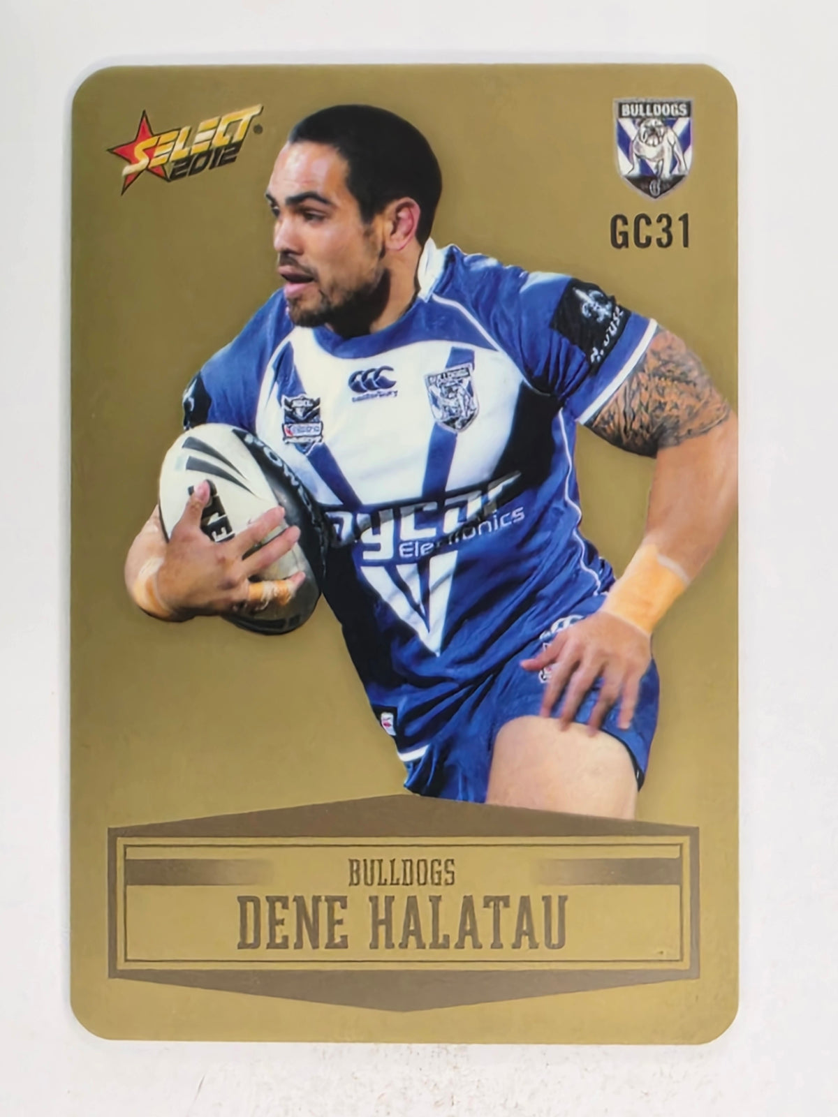 NRL 2012 Champions Gold Parallel Card #31 Dene Halatau Canterbury Bankstown Bulldogs
