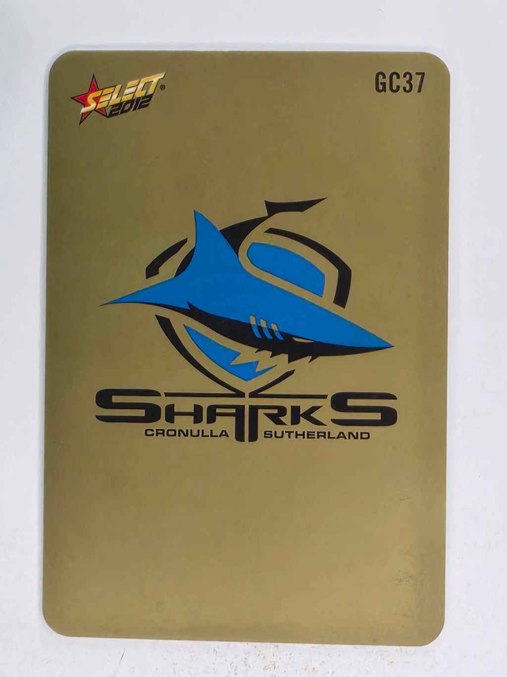 NRL 2012 Champions Gold Parallel Card #37 Cronulla Sutherland Sharks Logo