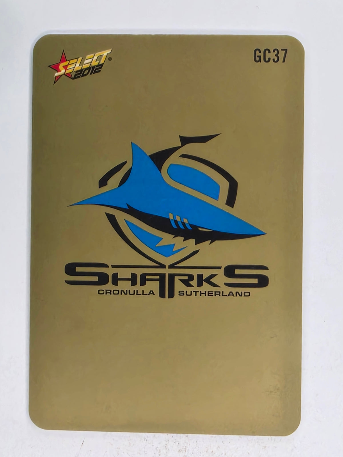 NRL 2012 Champions Gold Parallel Card #37 Cronulla Sutherland Sharks Logo