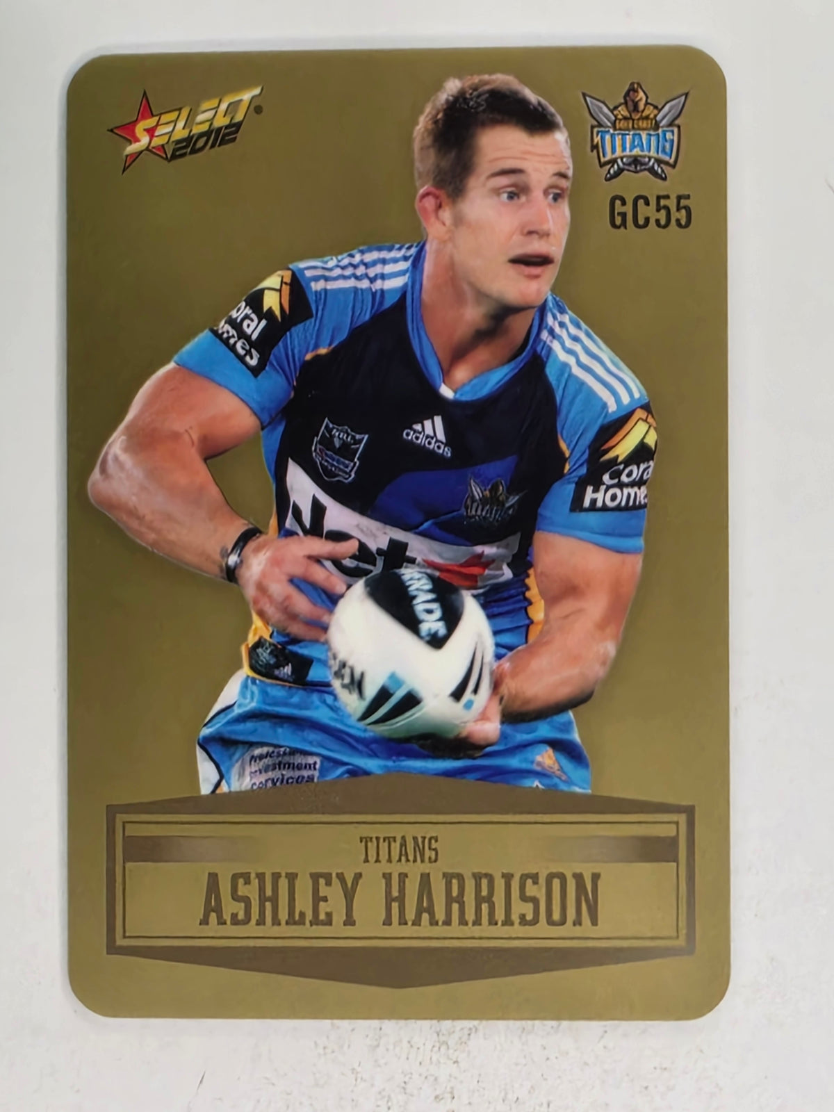 NRL 2012 Champions Gold Parallel Card #55 Ashley Harrison Gold Coast Titans
