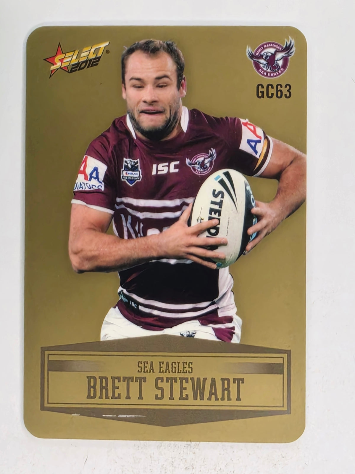 NRL 2012 Champions Gold Parallel Card #63 Brett Stewart Manly Warringah Sea Eagles