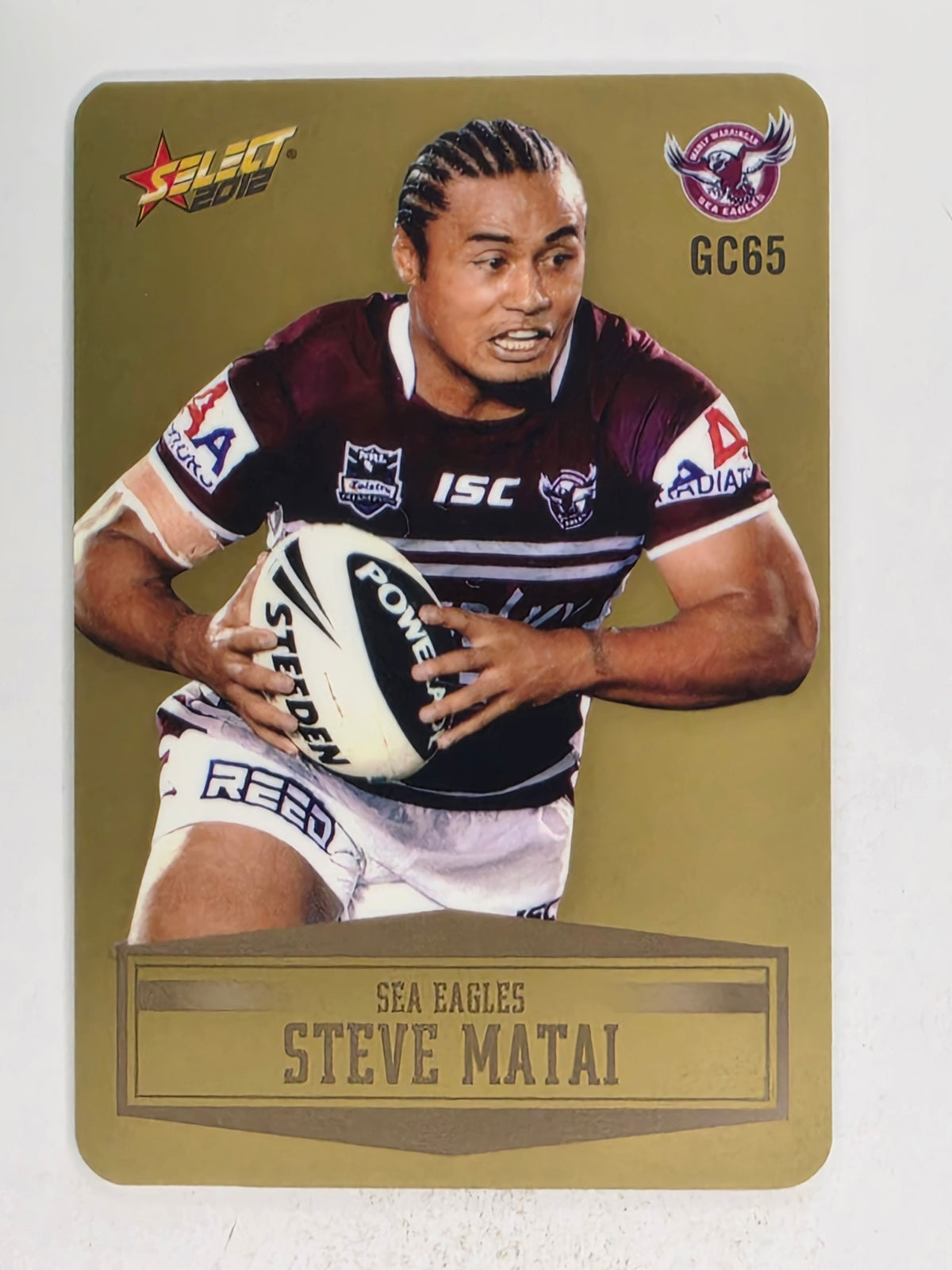 NRL 2012 Champions Gold Parallel Card #65 Steve Matai Manly Warringah Sea Eagles