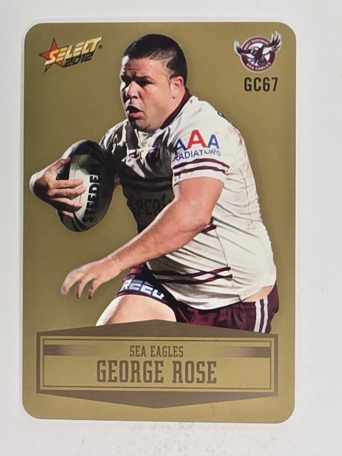 NRL 2012 Champions Gold Parallel Card #67 George Rose Manly Warringah Sea Eagles