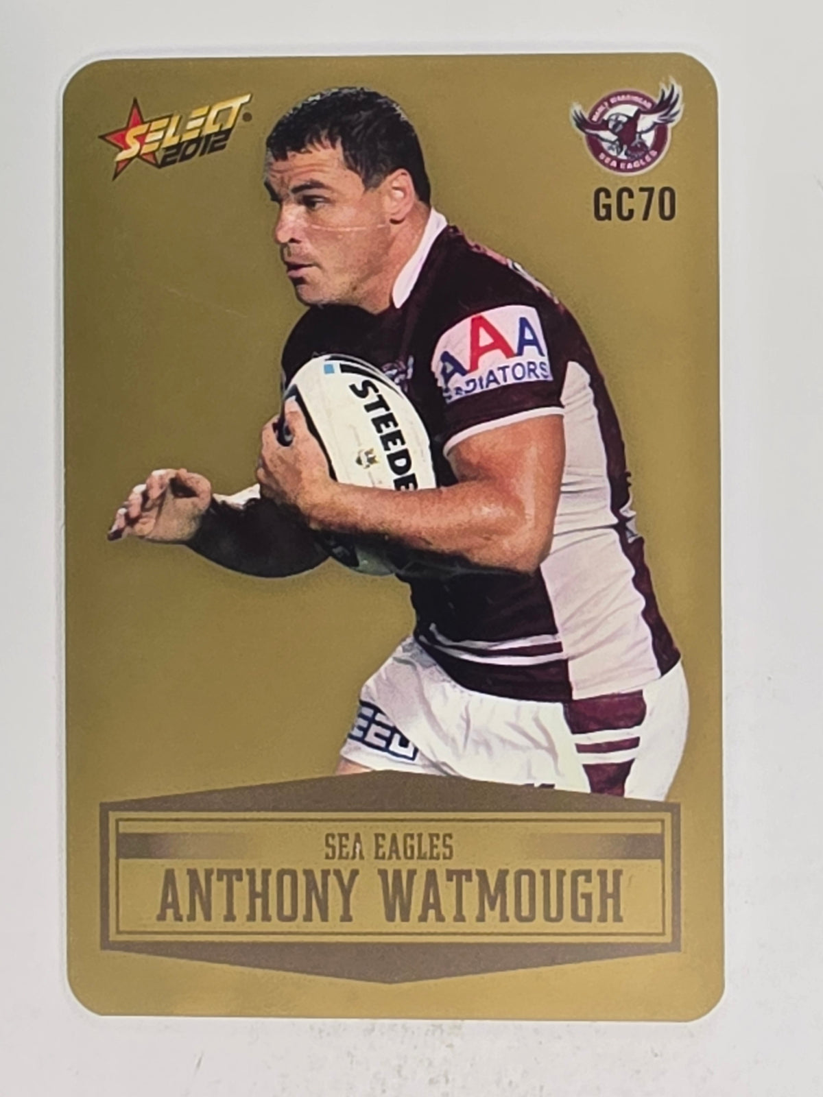 NRL 2012 Champions Gold Parallel Card #70 Anthony Watmough Manly Warringah Sea Eagles