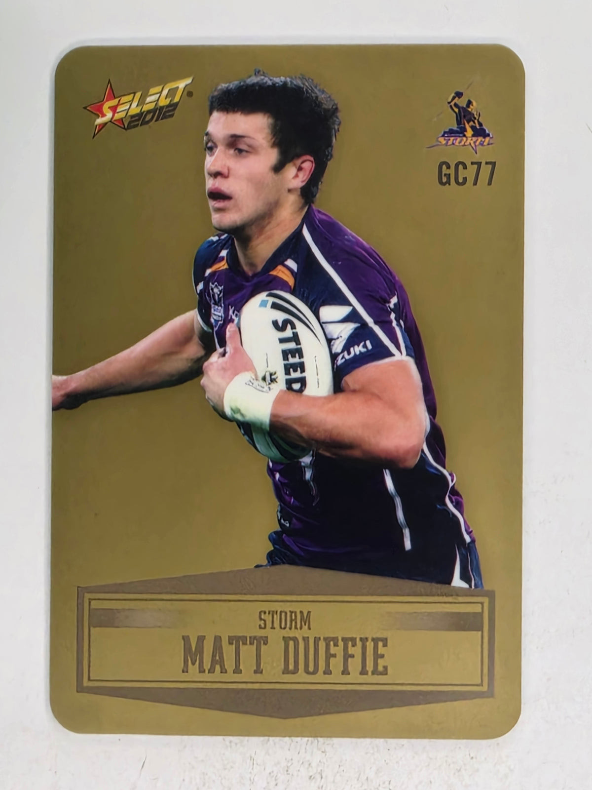 NRL 2012 Champions Gold Parallel Card #77 Matt Duffie Melbourne Storm
