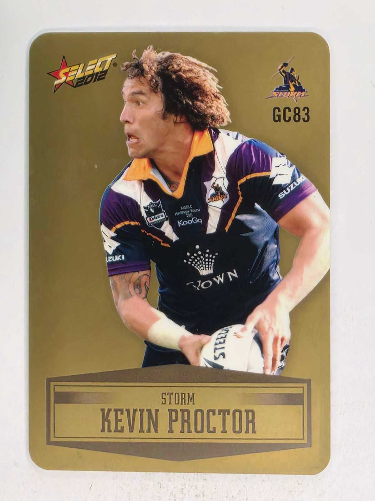 NRL 2012 Champions Gold Parallel Card #83 Kevin Proctor Melbourne Storm