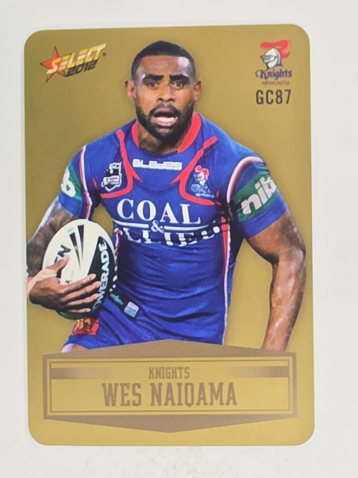 NRL 2012 Champions Gold Parallel Card #87 Wes Naiqama Newcastle Knights