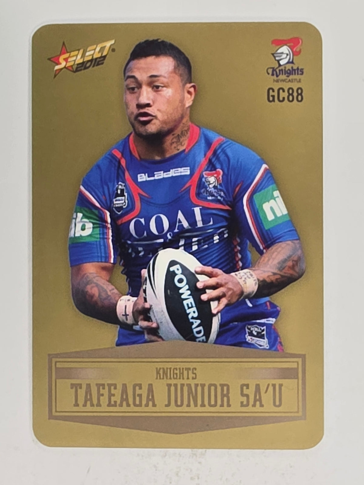 NRL 2012 Champions Gold Parallel Card #88 Tafeaga Junior Sa’u Newcastle Knights