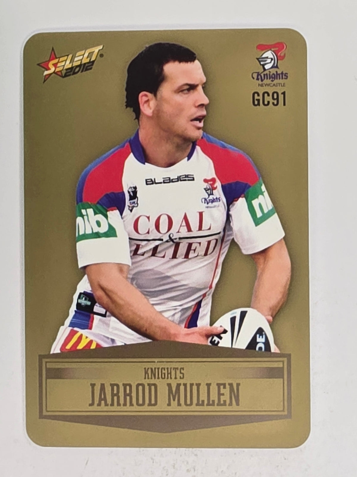 NRL 2012 Champions Gold Parallel Card #91 Jarrod Mullen Newcastle Knights