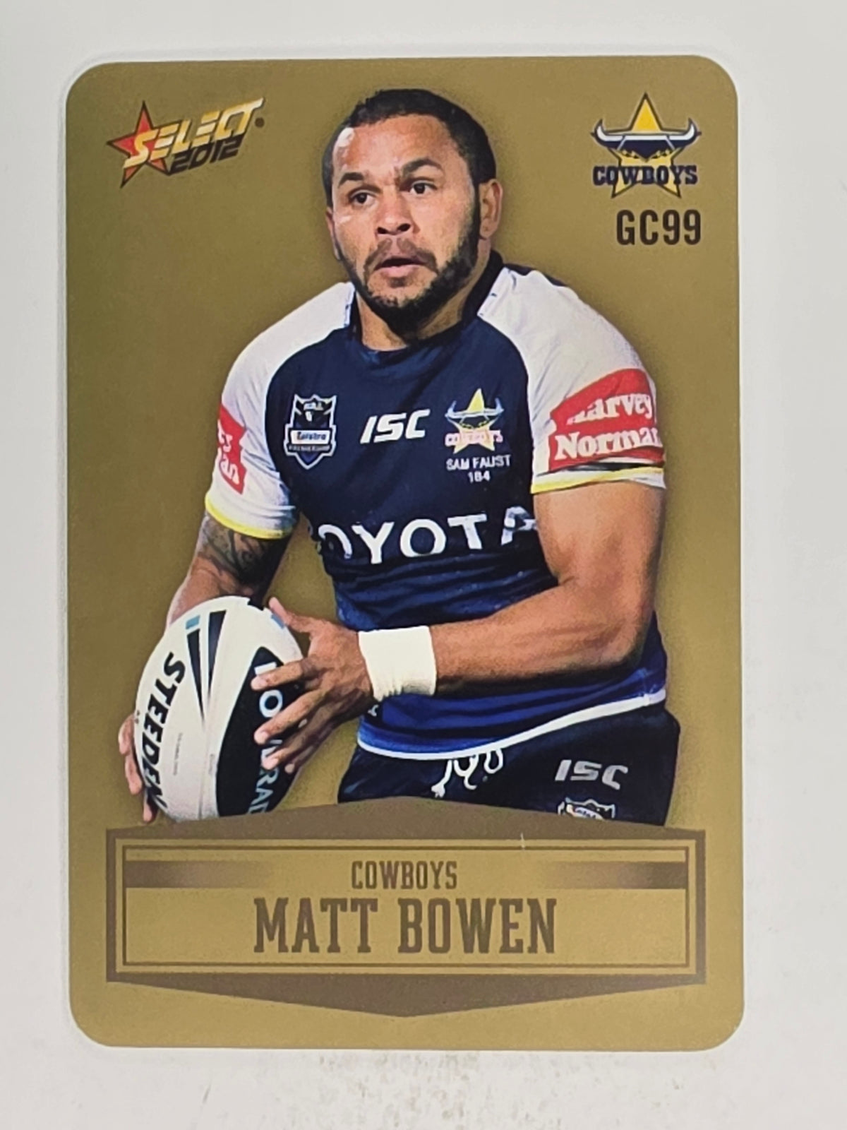 NRL 2012 Champions Gold Parallel Card #99 Matt Bowen North Queensland Cowboys