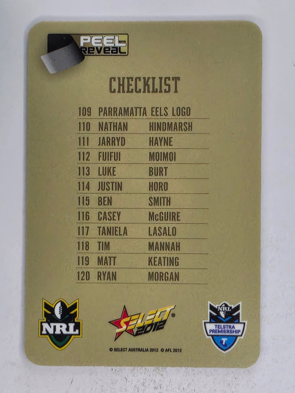 NRL 2012 Champions Gold Parallel Card #109 Parramatta Eels Logo