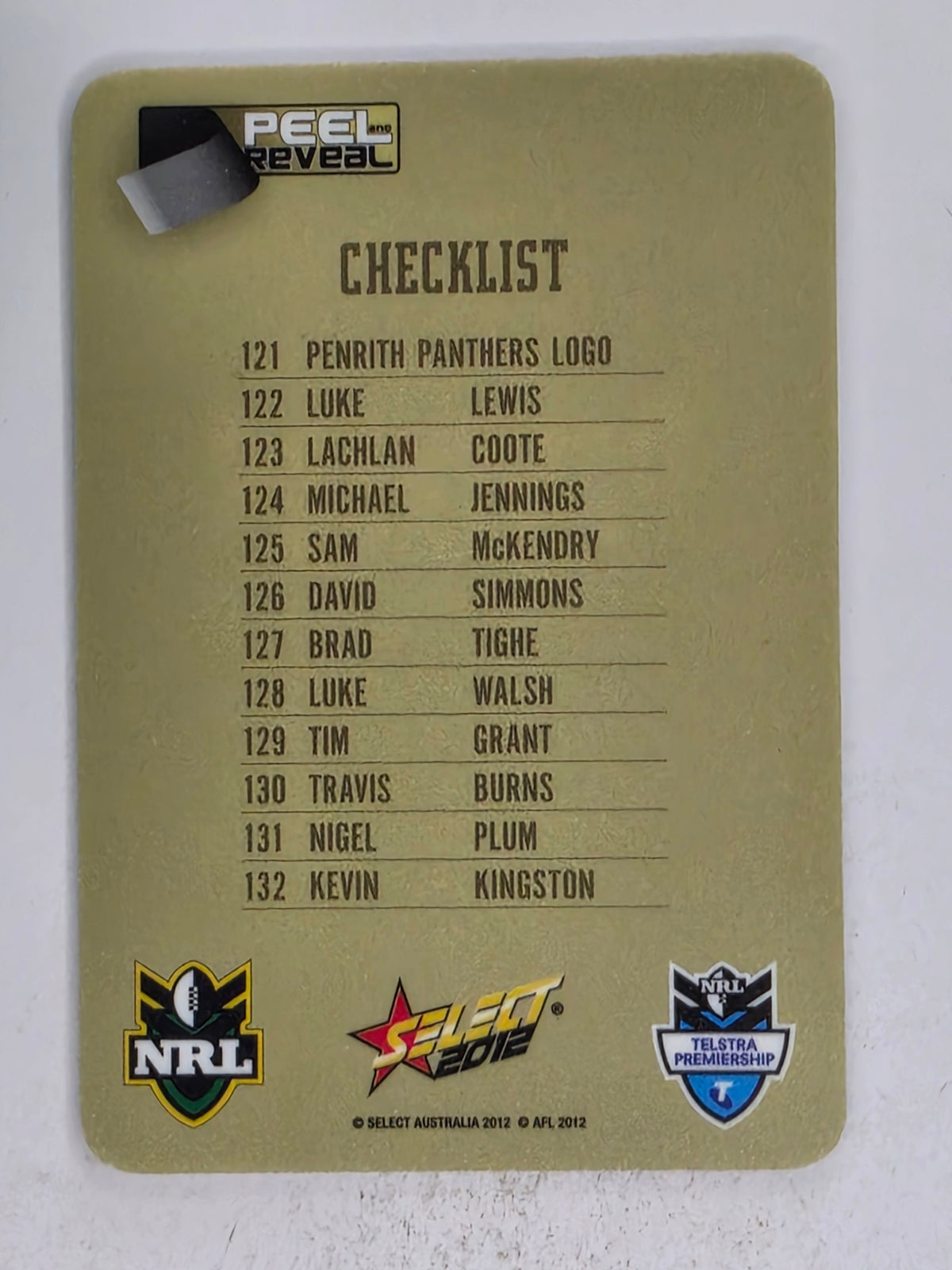 NRL 2012 Champions Gold Parallel Card #121 Penrith Panthers Logo