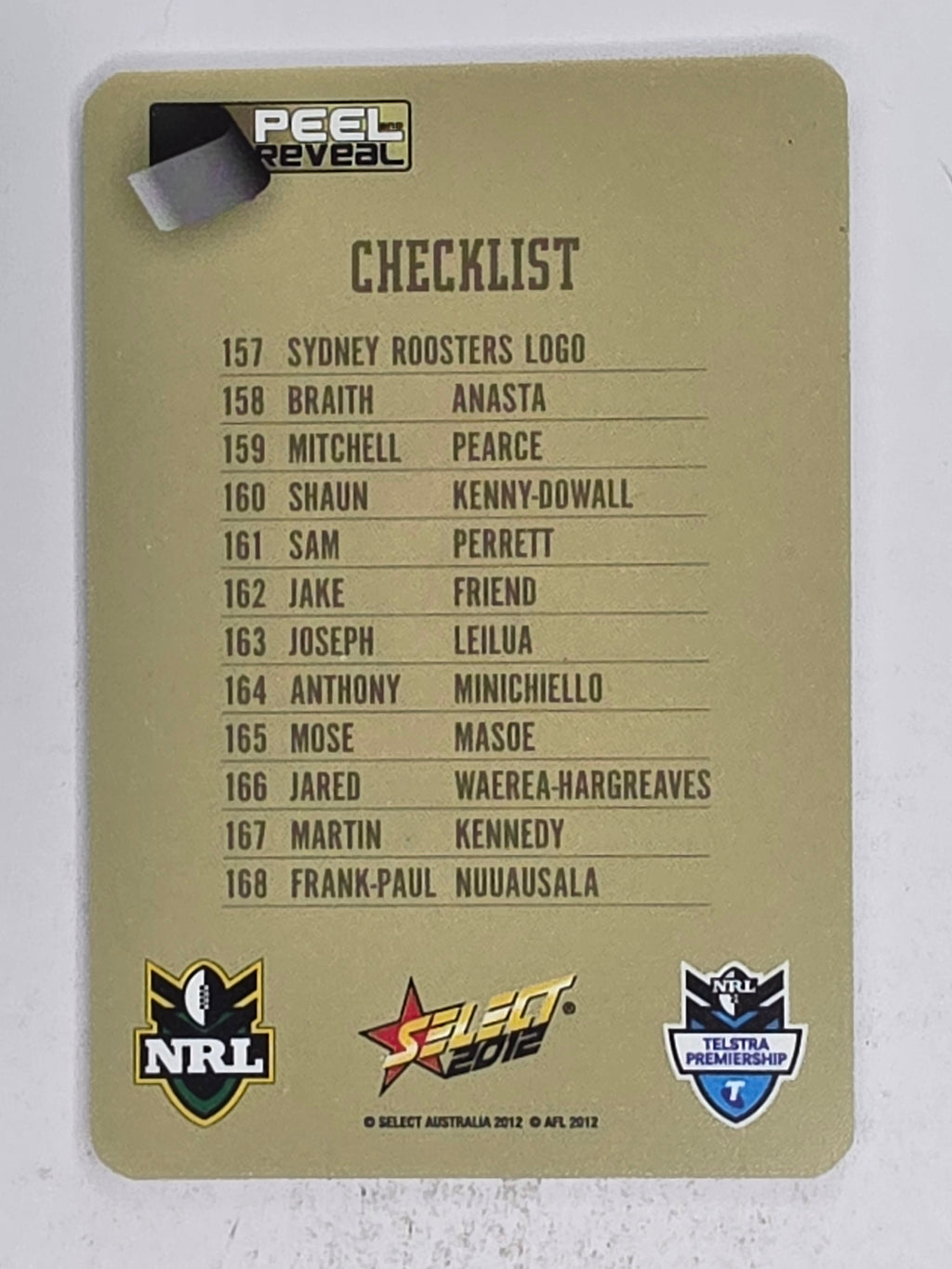 NRL 2012 Champions Gold Parallel Card #157 Sydney Roosters Logo