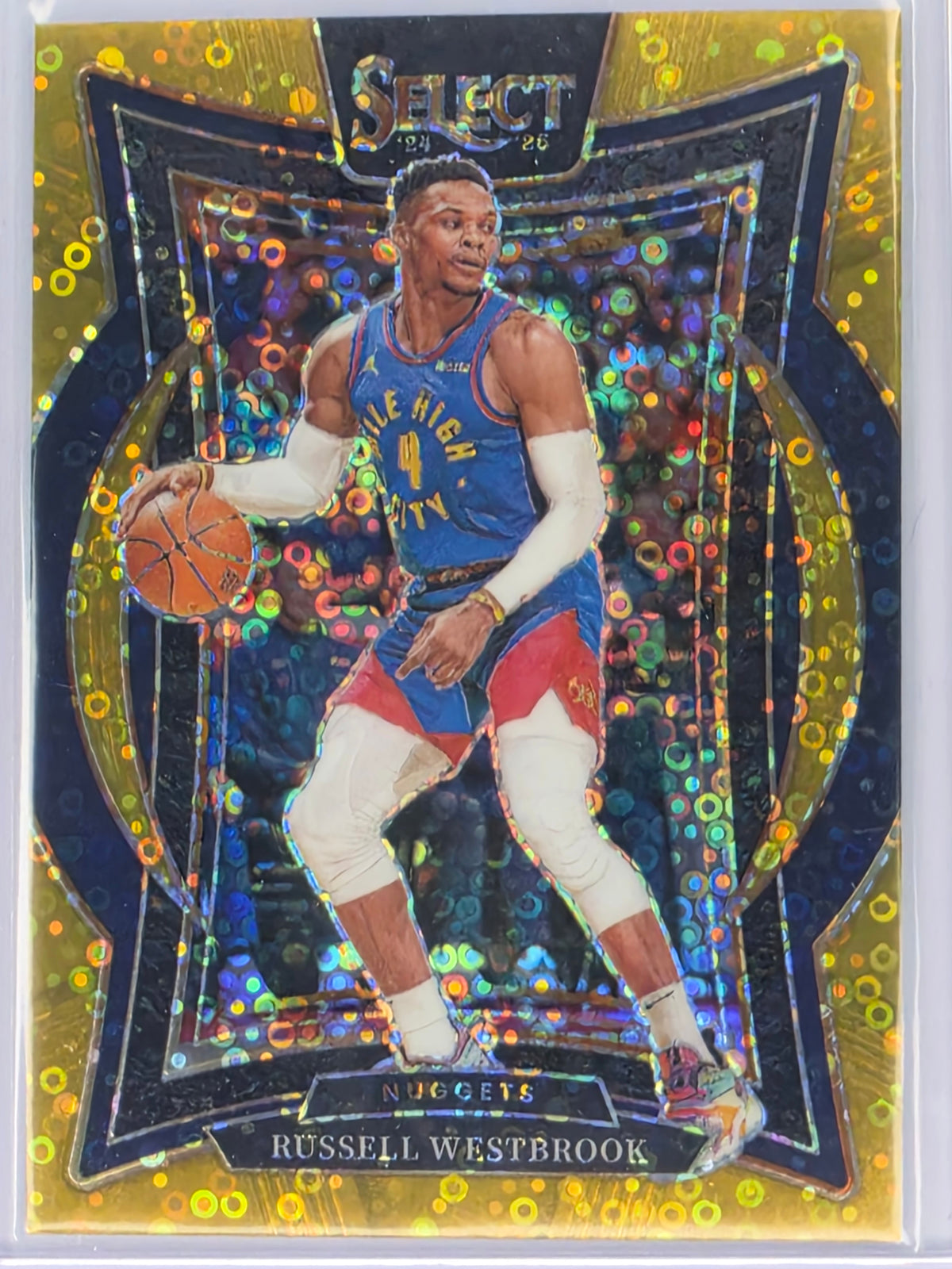 NBA Select 24-25 | Concourse Gold Parallel Prizm Card | #018 | #04/10 (Jersey Number!) | Russell Westbrook | Denver Nuggets