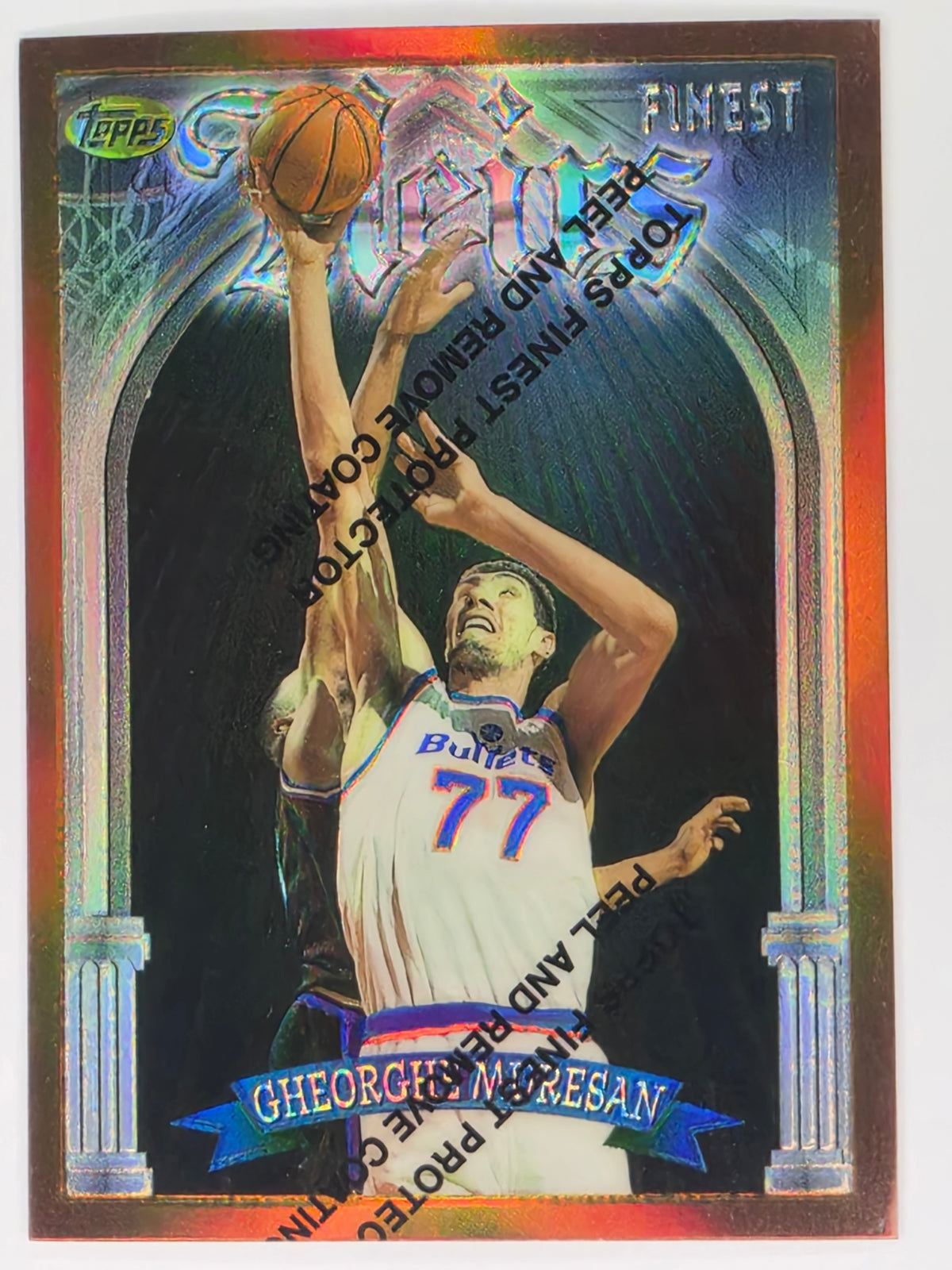 1996-97 Topps Finest Heir Refractor - Gheorghe Muresan - Washington Bullets - Card #175 (H7) With Peel