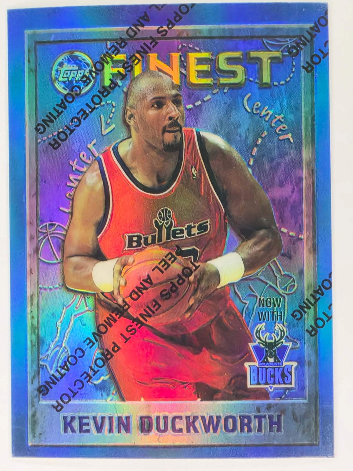 NBA 1995-96 Topps Finest - Kevin Duckworth - Washington Bullets - Card #23 (With Protective Peel)