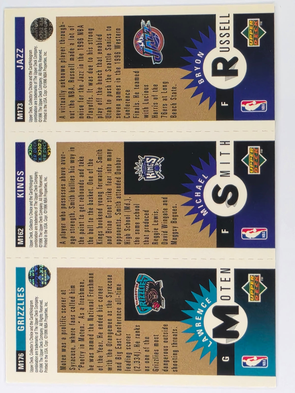 NBA Upper Deck 95-96 | Crash the Game | #M176/M162/M173 | Grizzlies/Kings/Jazz (Parallel)