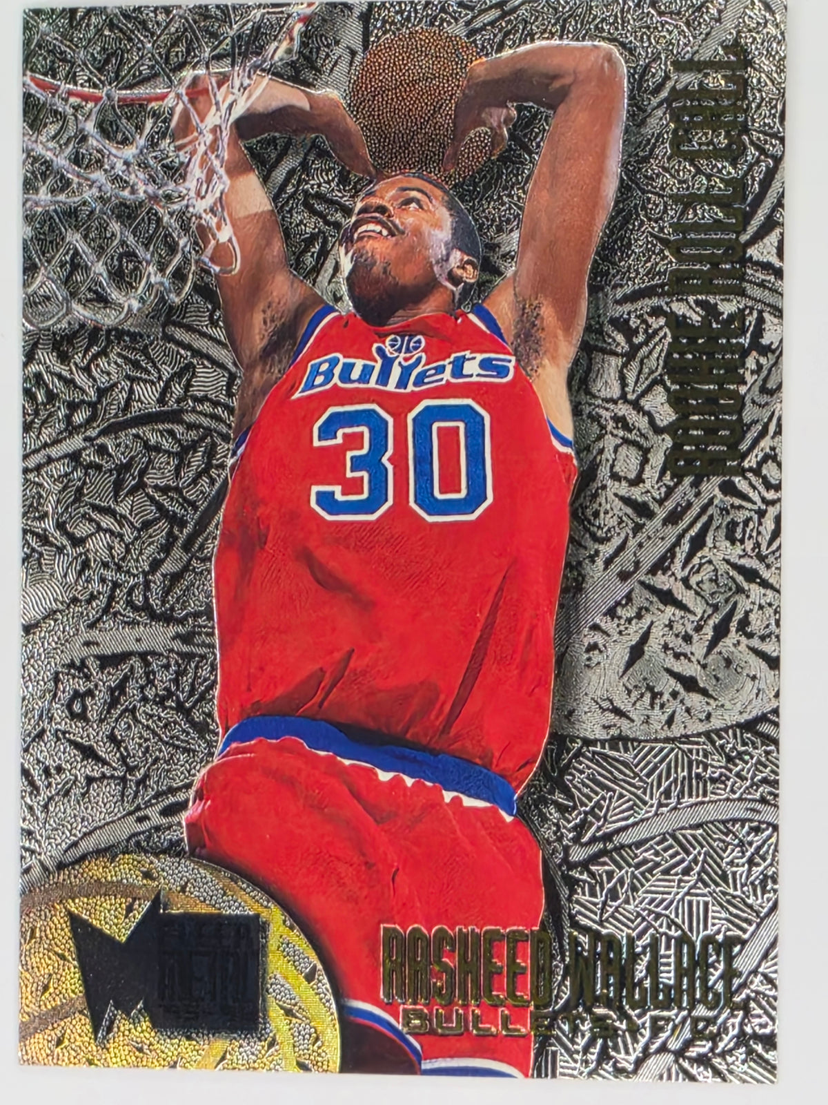 NBA 1995-96 Fleer Metal Rookie - Rasheed Wallace - Washington Bullets - Card #R-10