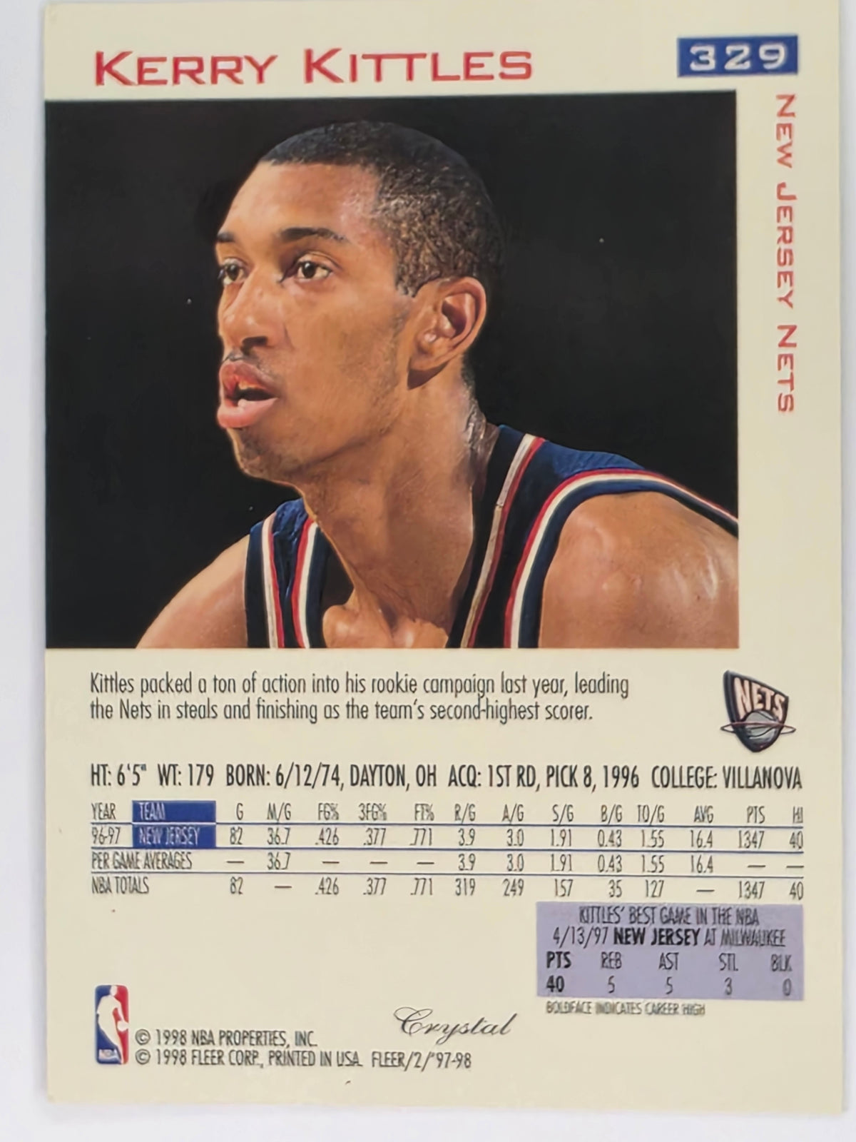 NBA Fleer 97-98 Traditions | All Rookie | #329 | Kerry Kittles | New Jersey Nets
