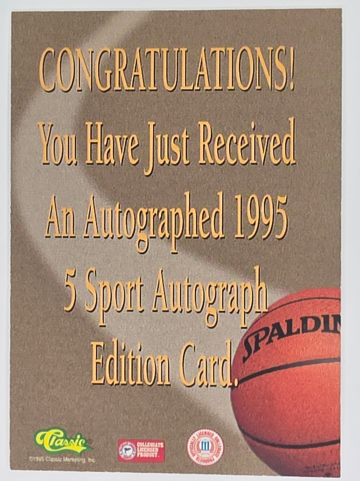 1995 Classic 5 Sports Autograph | Kurt Thomas | Miami