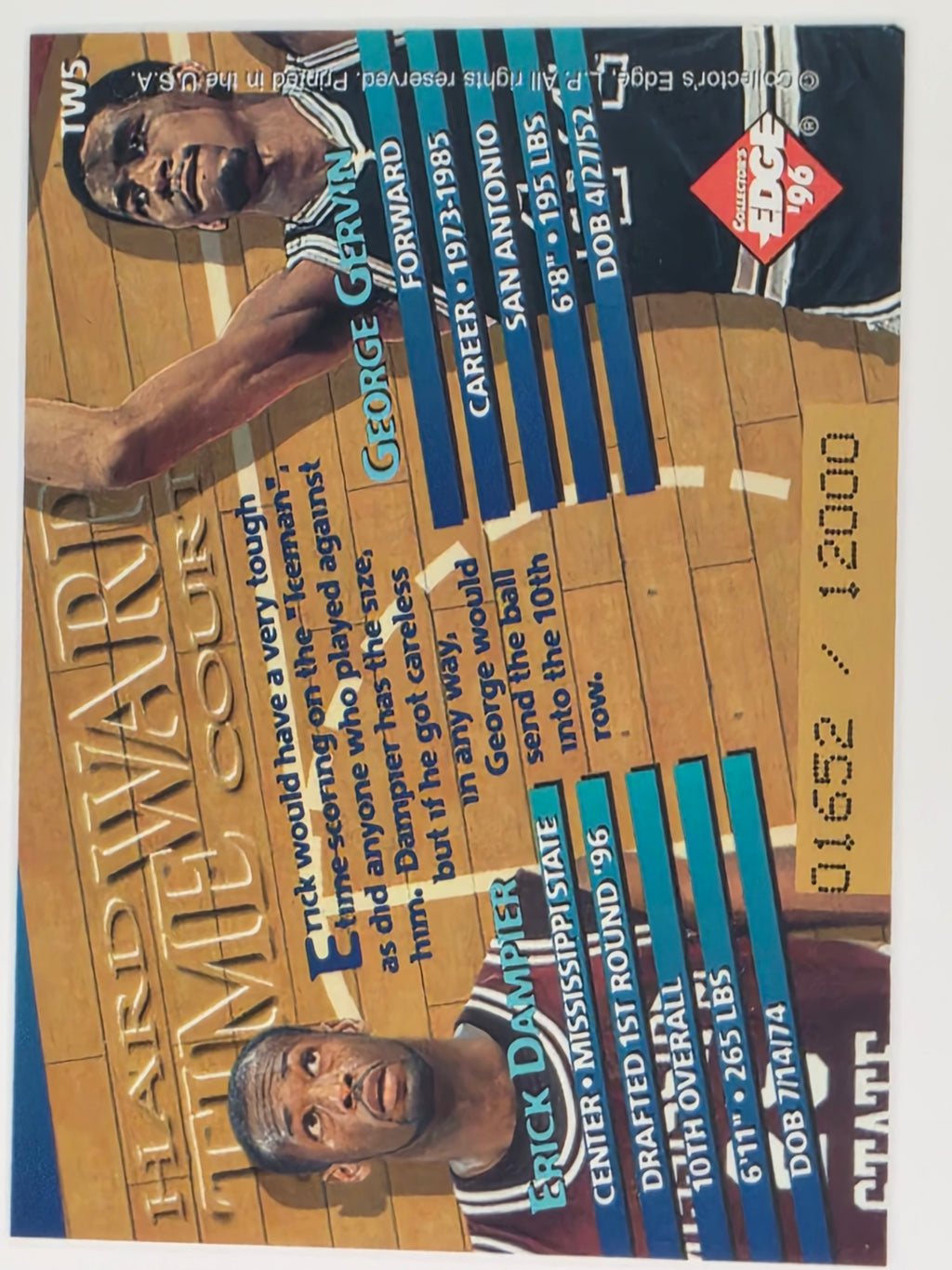 1996 Collector's Edge Time Warp Court - Erick Dampier / George Gervin - Serial #01652/12000
