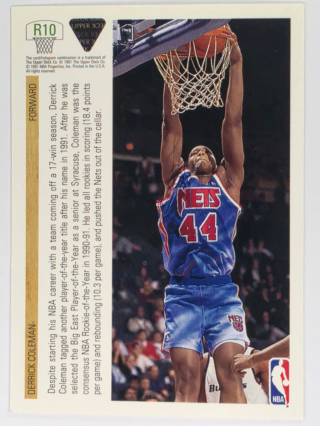 NBA Upper Deck 91-92 | Rookie Standouts | #R10 | Derrick Coleman | New Jersey Netss