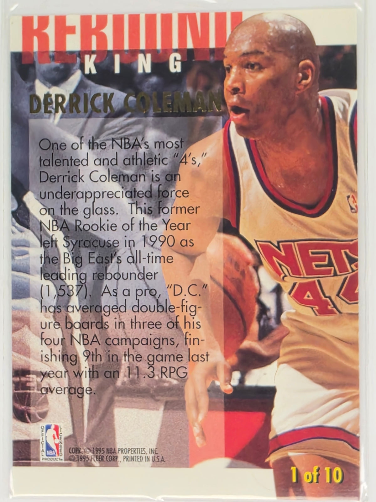 NBA Fleer Ultra 94-95 | Rebound King | #1 | Derrick Coleman | Brooklyn Nets