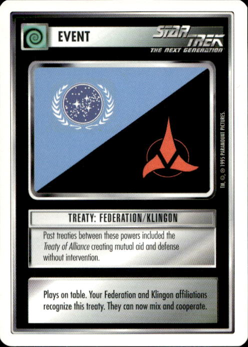 Star Trek The Next Generation | 1E Premiere 1995 White | Treaty: Federation/Klingon Common