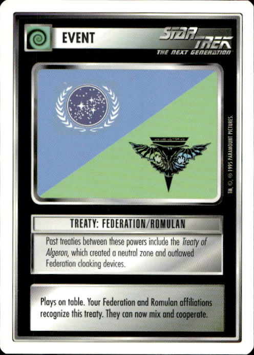 Star Trek The Next Generation | 1E Premiere 1995 White | Treaty: Federation/Romulan Common