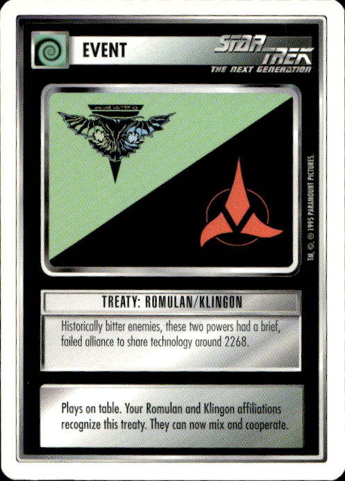 Star Trek The Next Generation | 1E Premiere 1995 White | Treaty: Romulan/Klingon Common