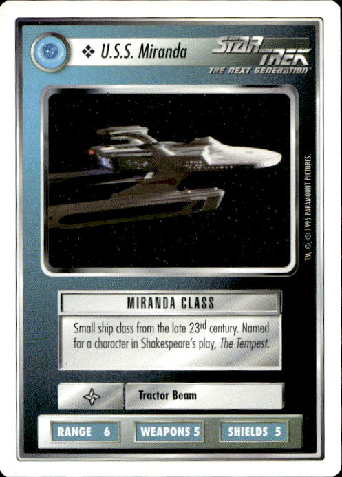 Star Trek The Next Generation | 1E Premiere 1995 White | U.S.S. Miranda Common