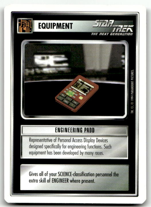Star Trek The Next Generation | 1E Premiere 1994 White | Engineering PADD Common