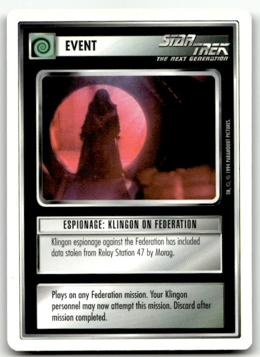 Star Trek The Next Generation | 1E Premiere 1994 White | Espionage: Klingon On Federation Common