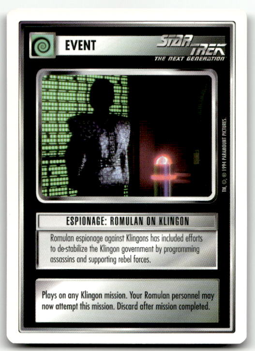 Star Trek The Next Generation | 1E Premiere 1994 White | Espionage: Romulan On Klingon Common