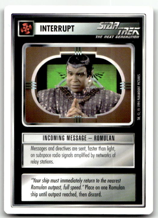 Star Trek The Next Generation | 1E Premiere 1994 White | Incoming Message - Romulan Uncommon