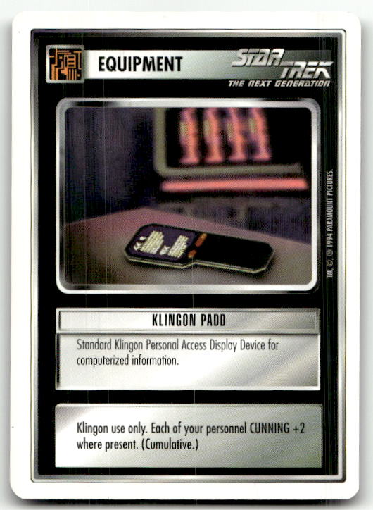 Star Trek The Next Generation | 1E Premiere 1994 White | Klingon PADD Common