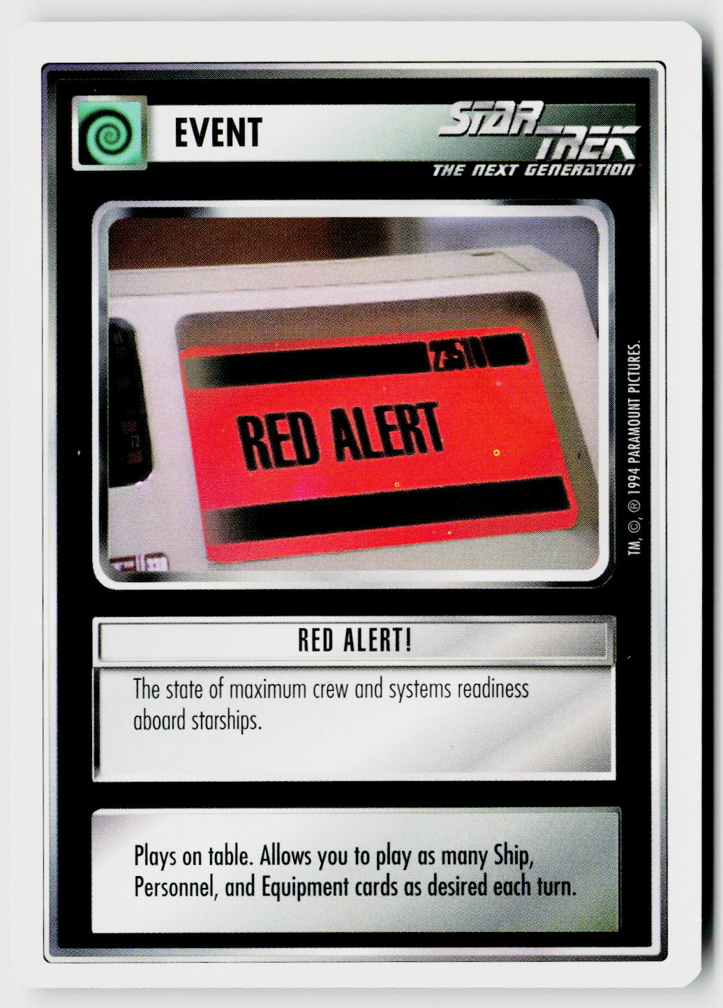 Star Trek The Next Generation | 1E Premiere 1994 White | Red Alert! Common