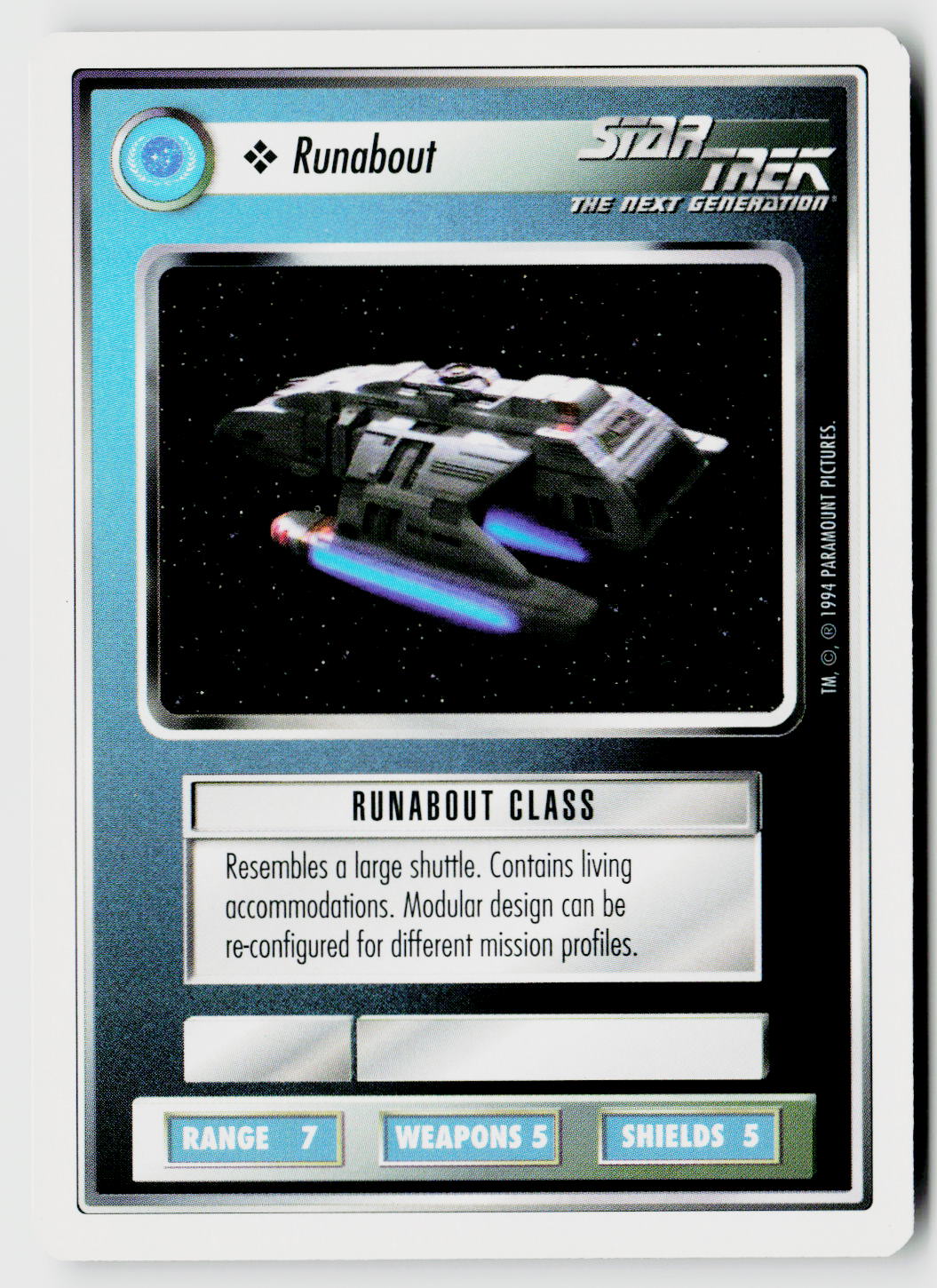 Star Trek The Next Generation | 1E Premiere 1994 White | Runabout Common