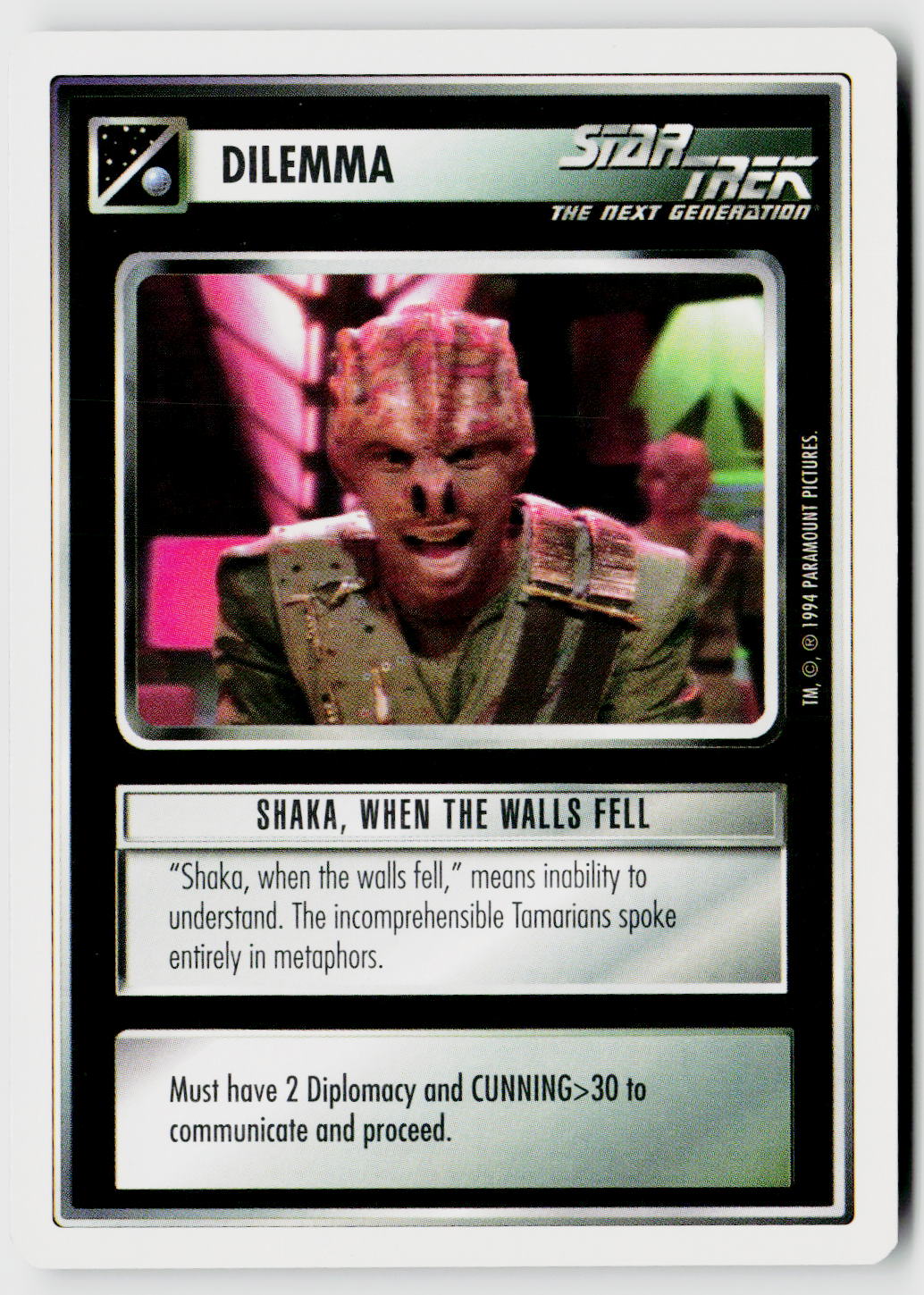 Star Trek The Next Generation | 1E Premiere 1994 White | Shaka, When The Walls Fell Uncommon