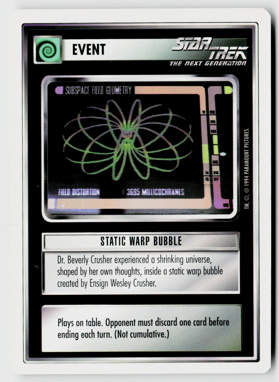 Star Trek The Next Generation | 1E Premiere 1994 White | Static Warp Bubble Common